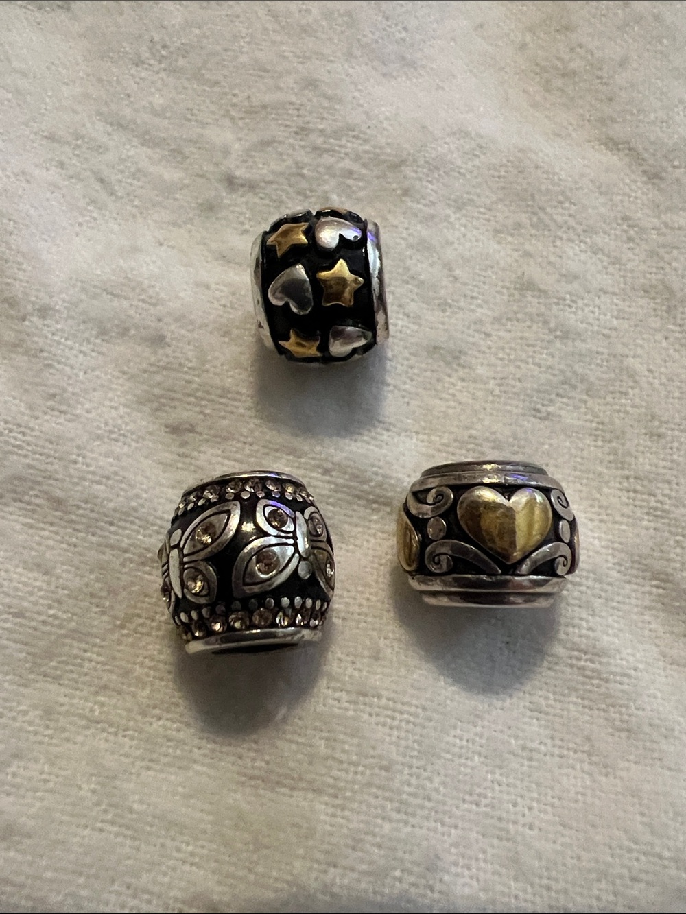 Brighton Three-Tone Silver, Gold and black Charm Bead Trio